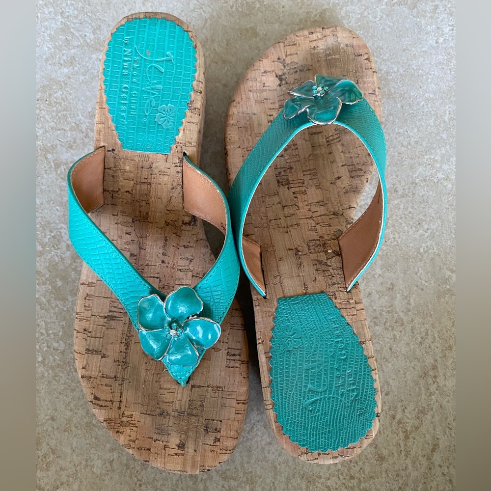 Juno Shoe Girl Leather & Cork Wedge Sandals